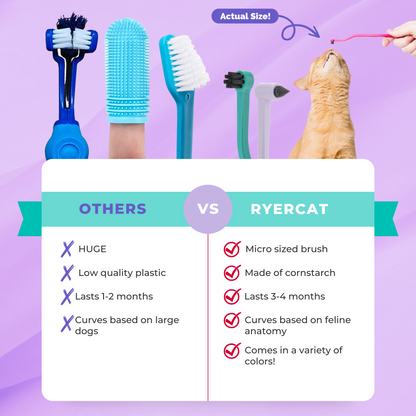 RYERCAT Two-Pack Dual-Sided Cat Toothbrush